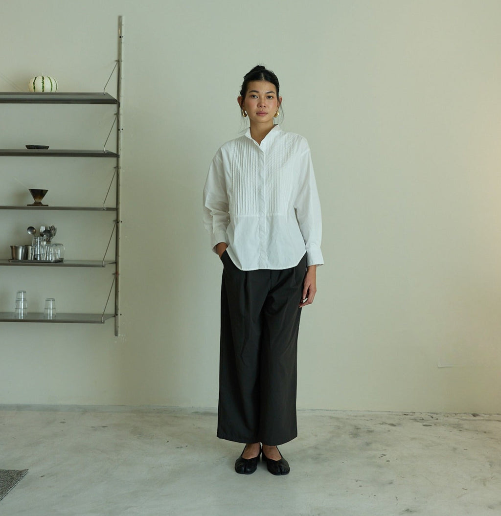 Reed Pleated Shirt in White