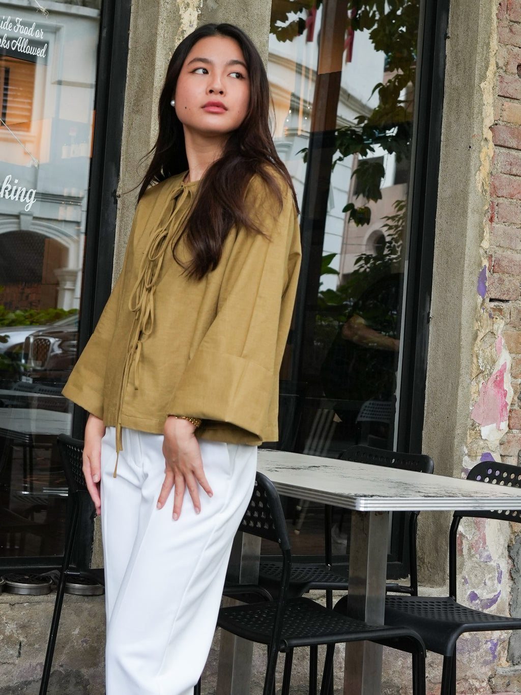 Bettie Linen Tie Top in Fern