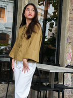 Bettie Linen Tie Top in Fern
