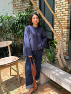 Bettie Linen Tie Top in Navy