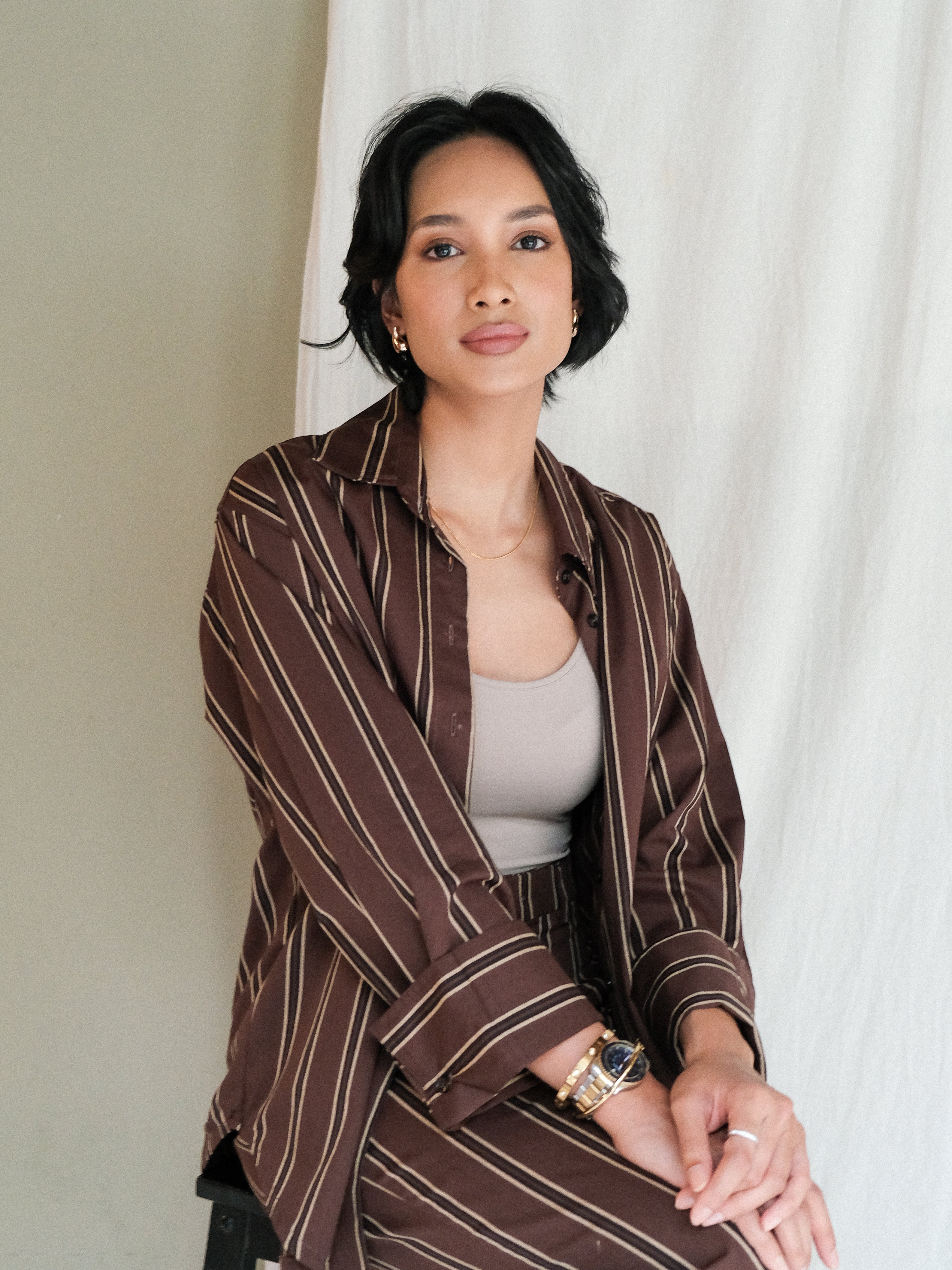 Parker Stripe Shirt in Brown