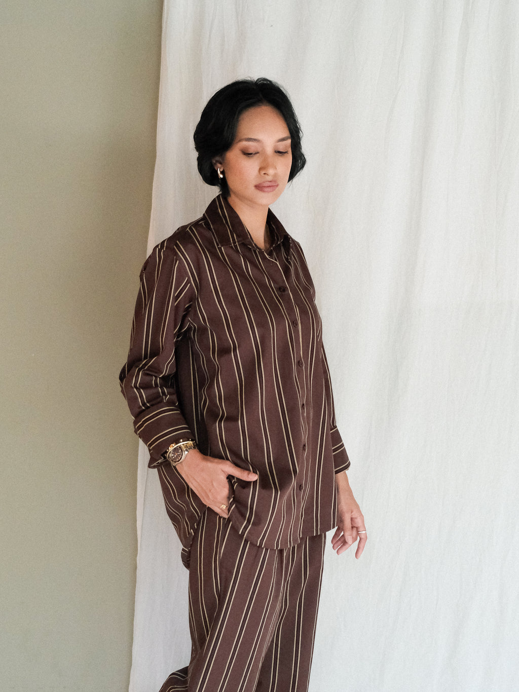 Parker Stripe Pants in Brown