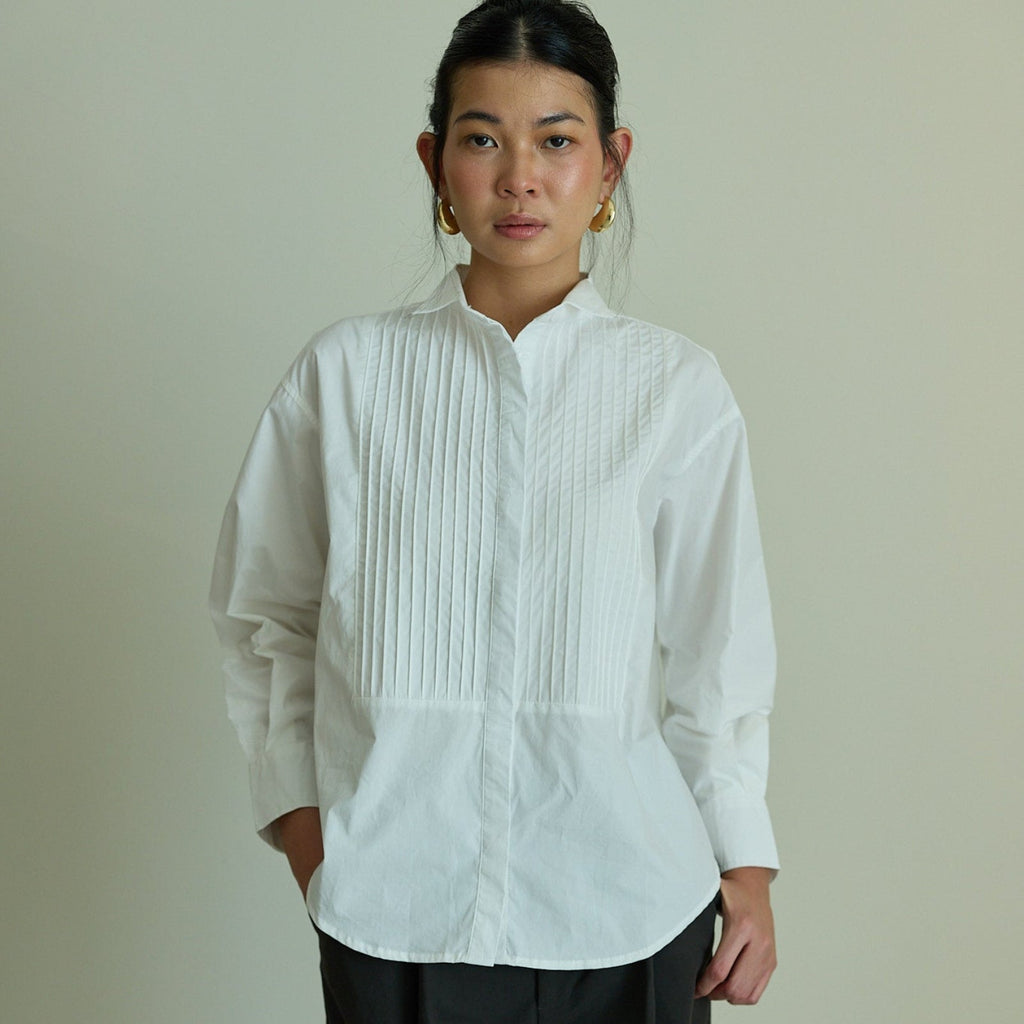 Reed Pleated Shirt in White